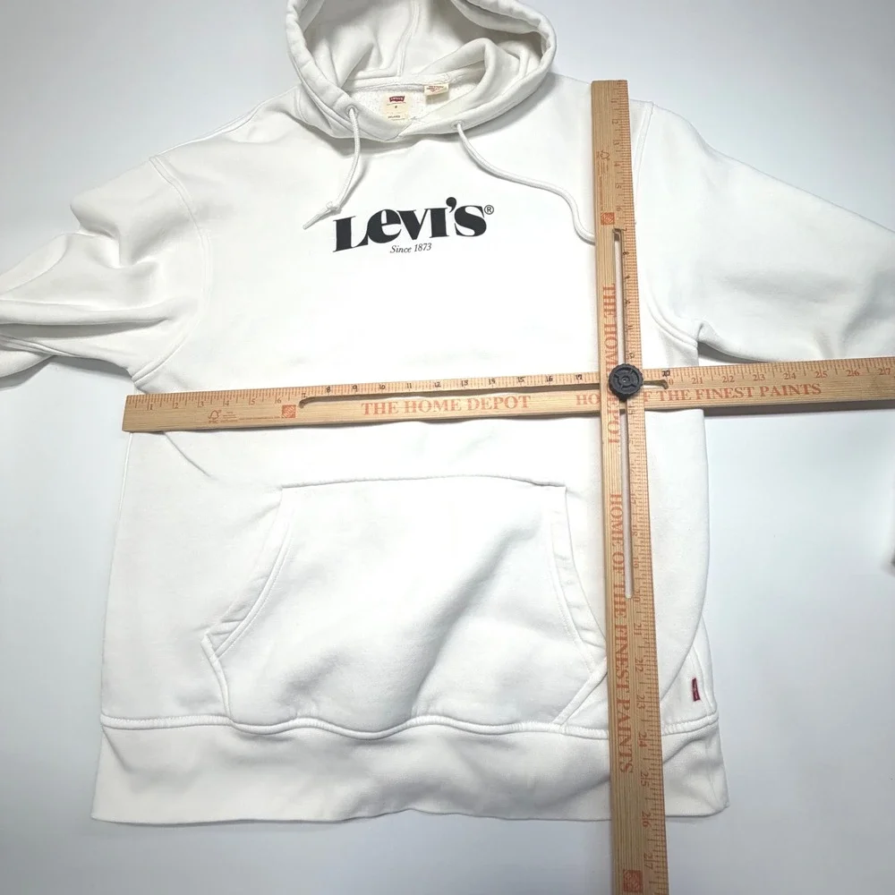 Levi's Relaxed Fit‎ Hoodie Men's M – White Logo Sweatshirt